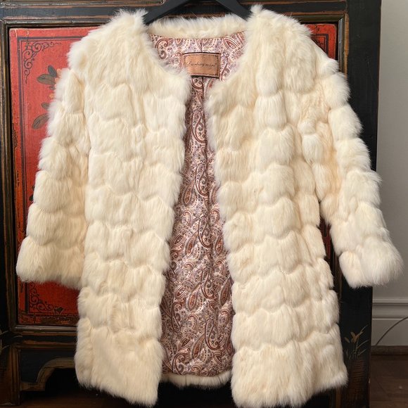 Darling More Jackets & Blazers - CLEAROUT!  Vintage Rabbit Fur jacket, Ivory, size XS/S